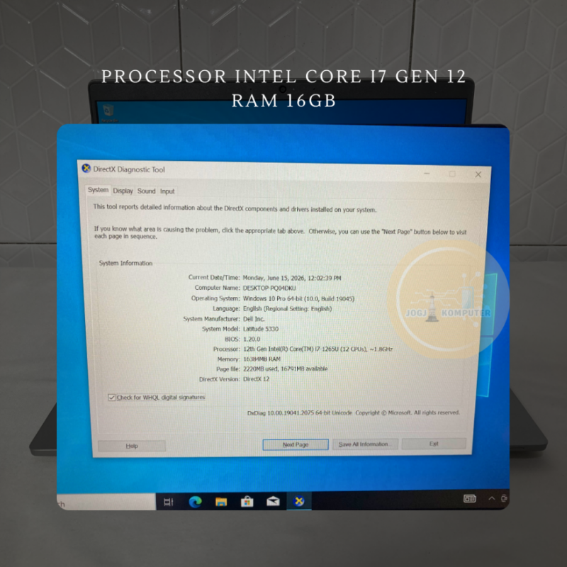37 Laptop Dell Latitude 5330 RAM 16GB/256GB Core i7 Gen 12