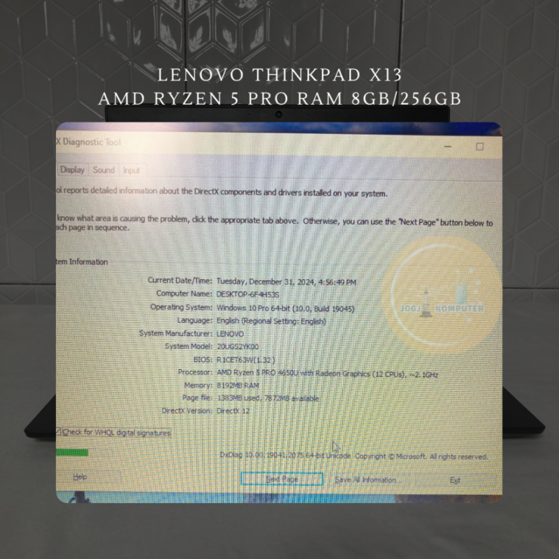 Laptop Lenovo Thinkpad X13 RAM 8GB/256GB AMD Ryzen 5