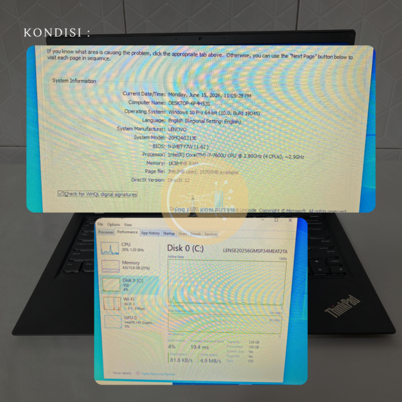 Laptop Lenovo Thinkpad X1 Carbon Gen 5 RAM 16GB/256GB
