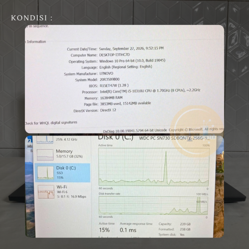 Laptop Lenovo Thinkpad L13 RAM 16GB/256GB